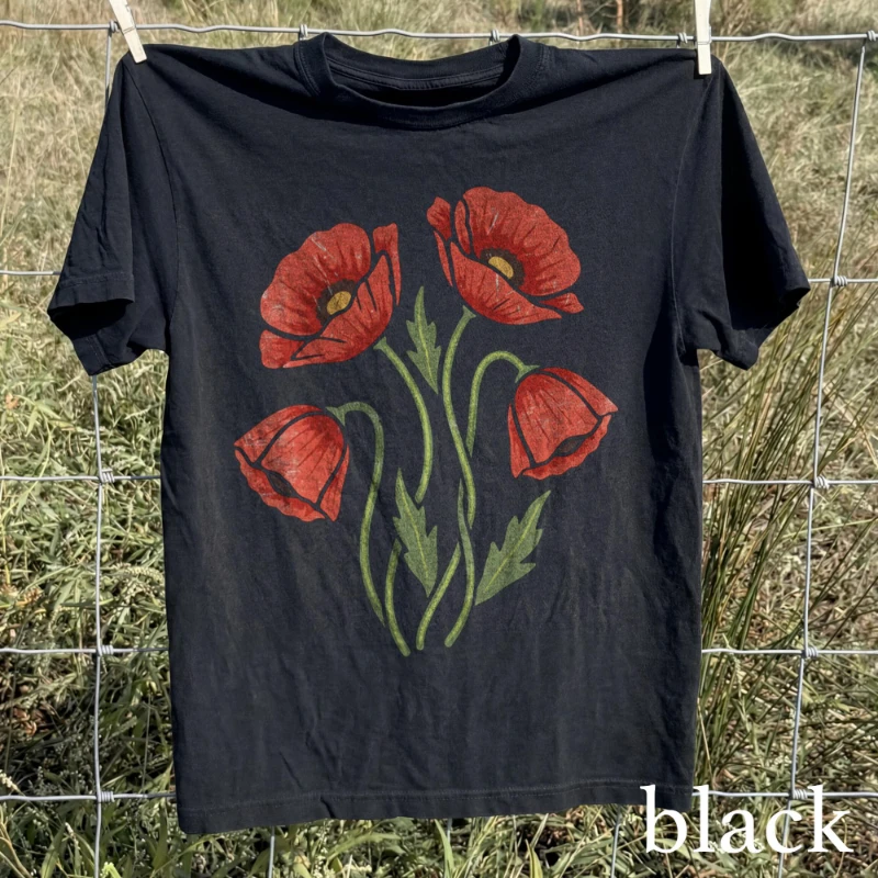 Vintage Poppy Flower Graphic Tee, Botanical Nature Art, Comfort Colors® Nature Shirt, Classic Floral Top