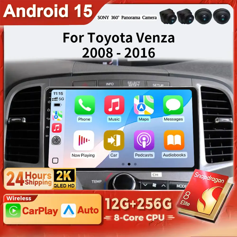 

Android 15 2K QLED CarPlay авто радио для Toyota Venza 2008-2016 360 камера автомобильные интеллектуальные системы RDS BT DSP 2 din авторадио