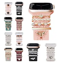 Shiny Metal Charms Watch Band Decorative Ring For Apple Diamond Ornament For iwatch Bracelet Strap Decor Jewelry Accessories