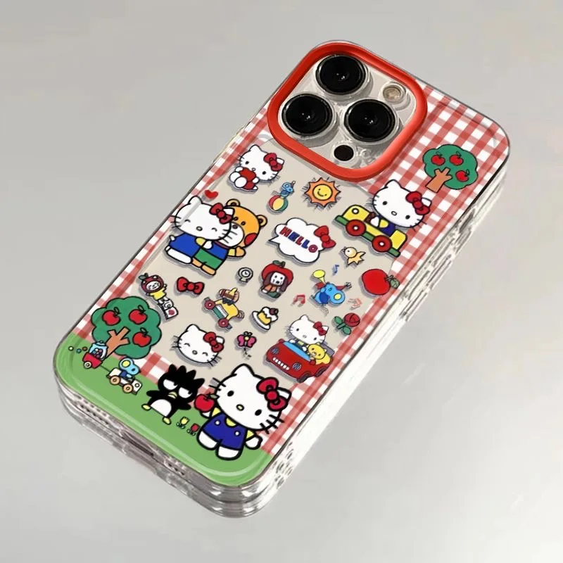 Cartoon Red Checkered Hello Kitty Cute Clear Space Etui na telefon do Samsung A12 A13 A15 A22 A23 A24 A25 A30 A53 A54 A55 A72 A73 5G