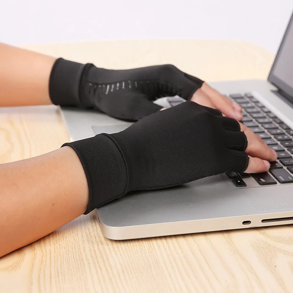 زوج واحد من قفازات التهاب المفاصل غير القابلة للانزلاق، تصميم نصف إصبع للياقة البدنية والرياضة لإعادة تأهيل العضلات والمفاصل #5