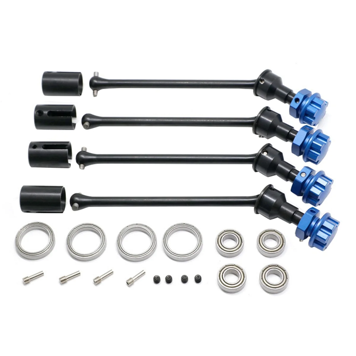 4 PCS Steel Extended Driveshaft CVD with Splined Wheel Hex for 1/10 Traxxas MAXX RC Car Parts,Black & Blue