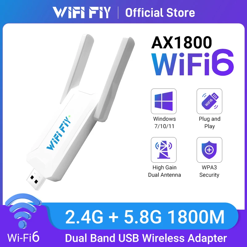 AX1800 Adaptador Wifi 6 Usb 3.0 Adapter 5.8Ghz/2.4G  Antena Wi fi 6 Para 802.11AX PC Ethernet Wireless Network Card Cle Dongle