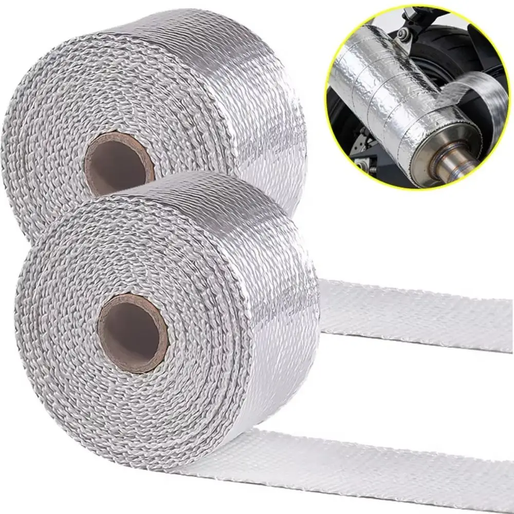 5M Exhaust Pipe Heat Wrap Tape Fiberglass Heat-Resistant Water Heater Pipes Tape Aluminum Foil Tapes