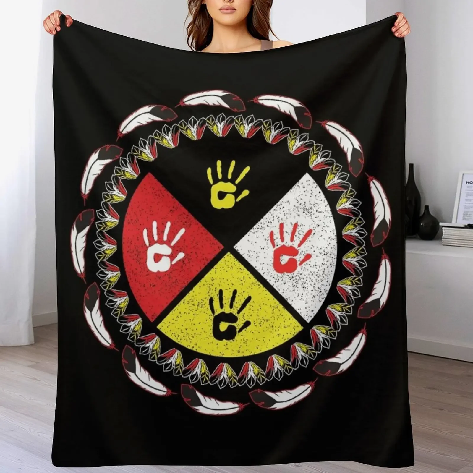 

Native American Medicine Wheel - MMIW Throw Blanket Outdoor Soft Blanket for Picnic Beach Camping