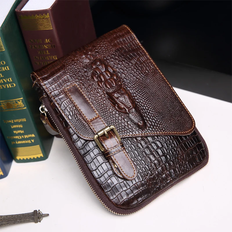 

Leather Fanny Pa Men's Korean Sle Small Crossbody Tablet Genuine Leather Trendy Busin Handbag Casual Vertical Square