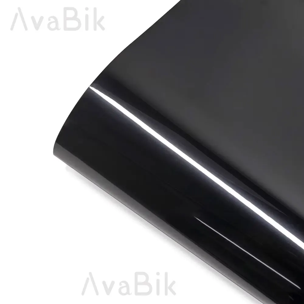 Premium PET PVC Hochglanz Klavierlack Schwarz Vinyl-Folienaufkleber für Auto und Motorrad DIY mit Luftkanälen zur Farbwechsel-Folierung