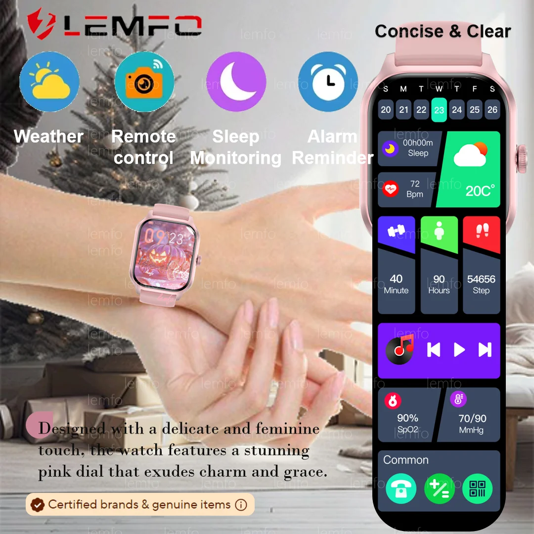 2025 orologio smartwatch impermeabile Calorie  Promemoria notifiche  Monitoraggio della salute  Previsioni meteo  Modalità sport  Chiamata Bluetooth orologio donna elettronica