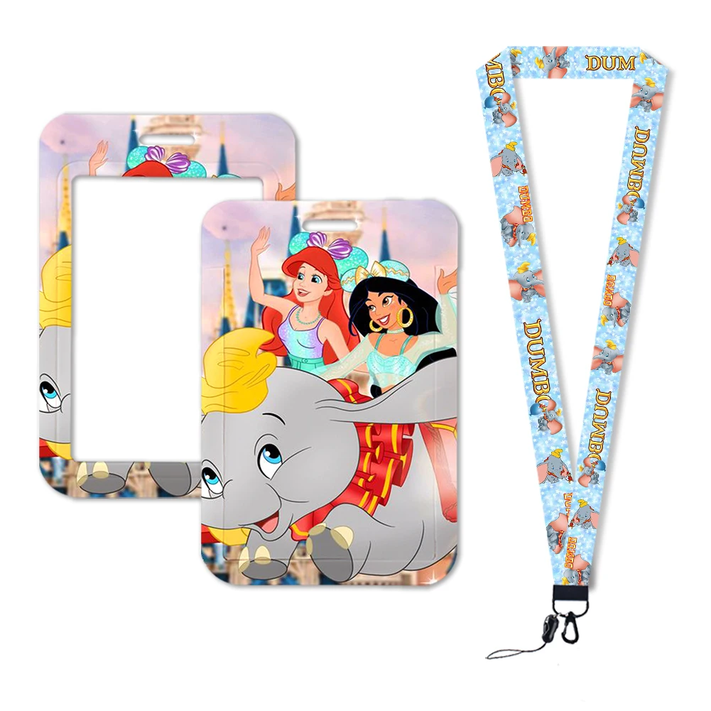 Disney Dumbo Cartoon Elephant Lanyard para Chaves, ID, Cartão de Crédito, Titular do cartão bancário, Estudantes, Cartão de ônibus, Case Holder, Presente para crianças