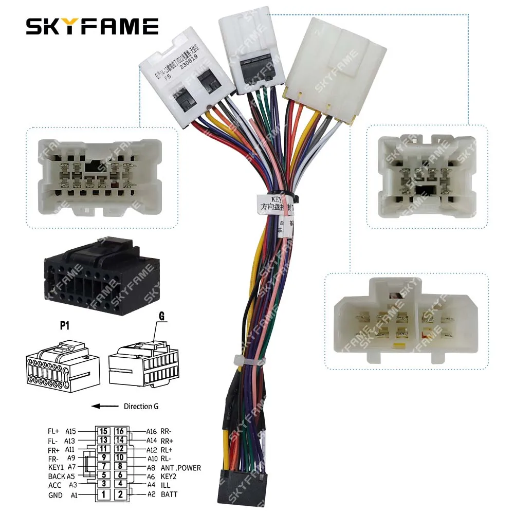 SKYFAME سيارة 16pin الأسلاك تسخير محول فك أندرويد راديو كابل الطاقة لنيسان بالادين D22