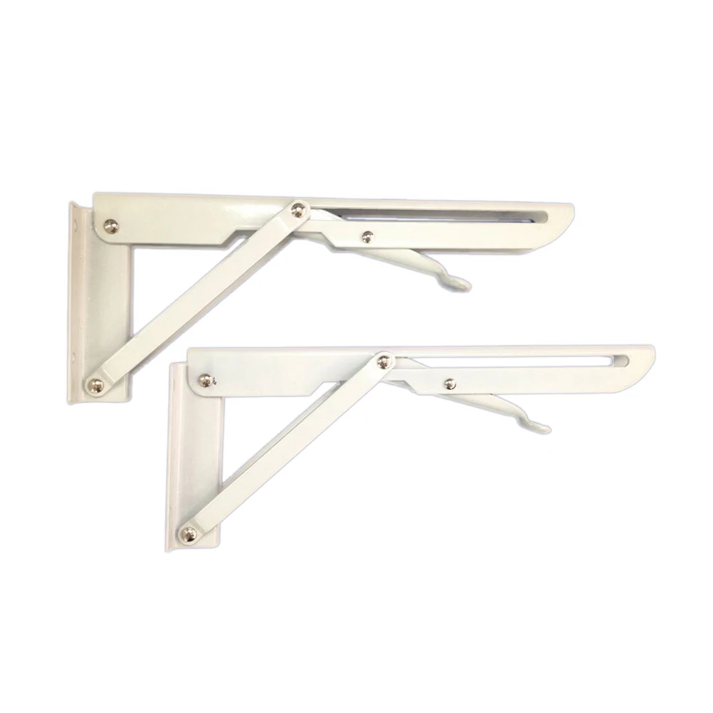 

2Pcs Stainless Steel Shelf Bracket Folding Support WallMounted SpringLoaded Triangle Brackets HeavyDuty Store Home Use