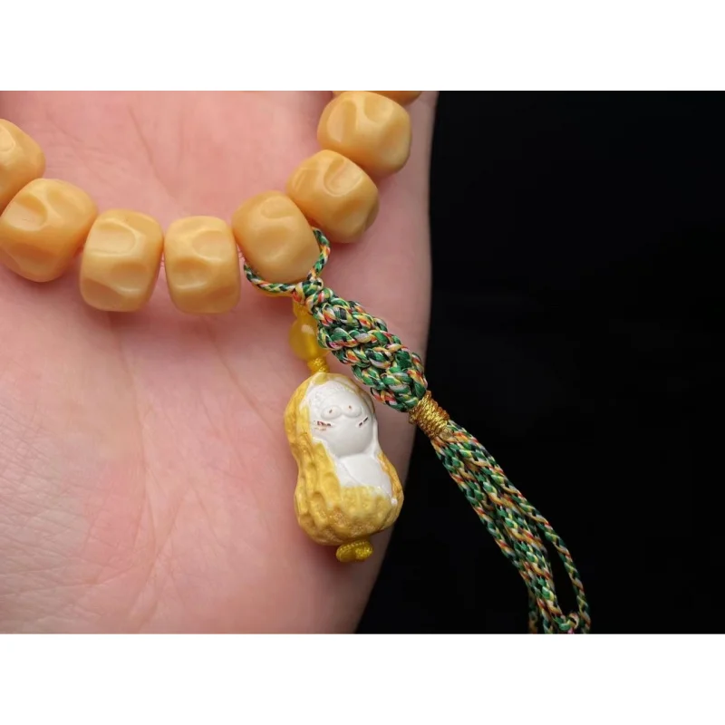 Good Quality Persimmon, Peanut, Camel Bone, and Passion Seed 108 Bead Buddhist Necklace, Ethnic Style Cultural Craft, In Stock