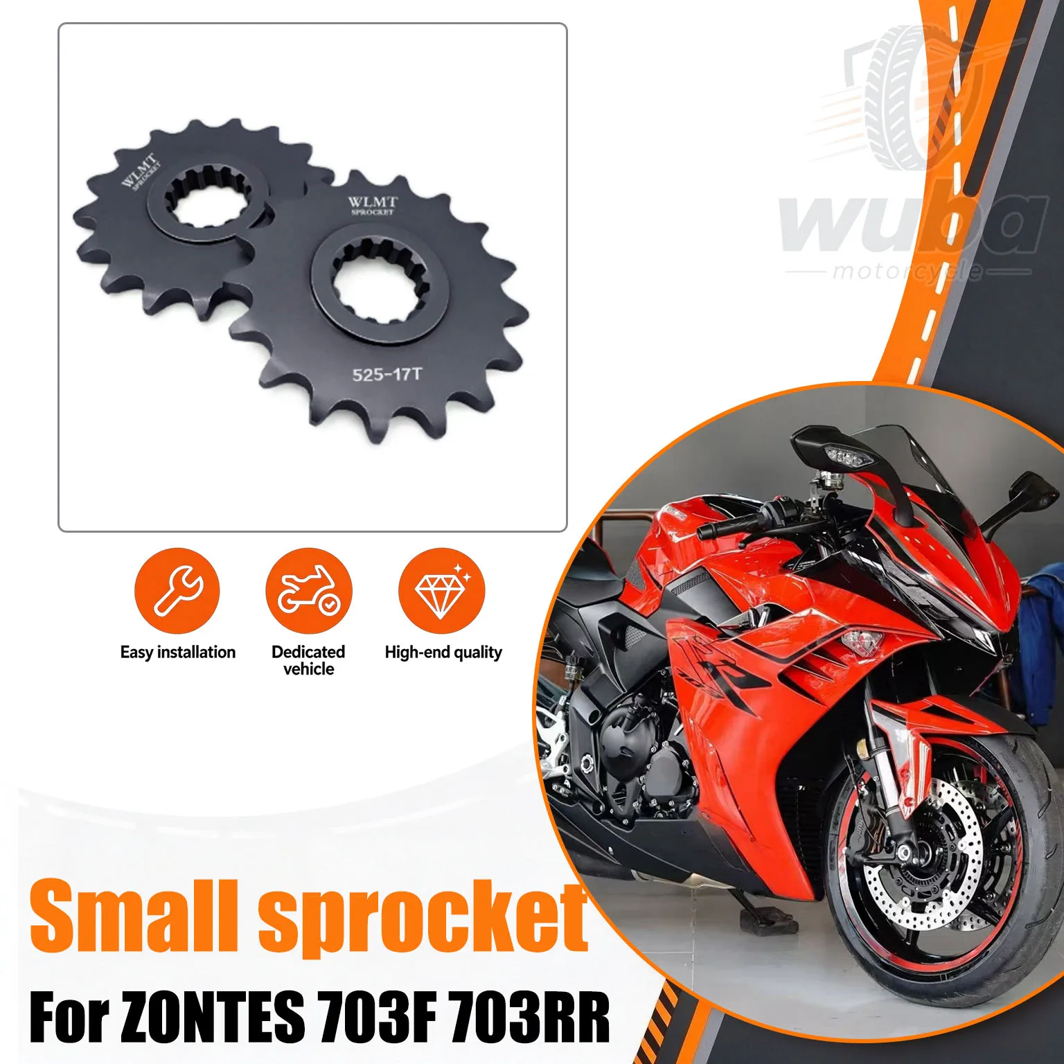 For ZONTES 703F 703RR 17T Front Sprocket, Reduce Engine RPM & Save Fuel Consumption, Modified Accessories