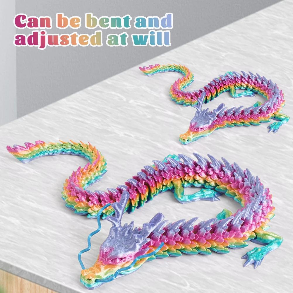 

3D Printed Dragon Full Articulated Dragon Model Colored Desktop Dragon Ornament Conjoined Dragon Ornaments for Kid's Gift Toys
