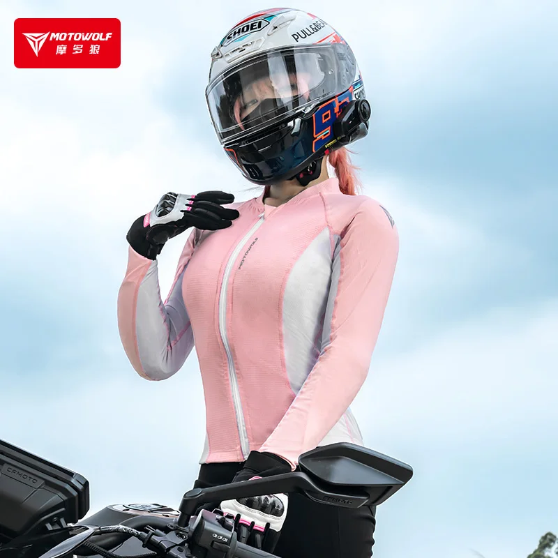 Motowolf Giacca da motociclista da donna Armatura da motociclista estiva Giacca da equitazione da strada certificata CE Abbigliamento da motociclista elastico femminile