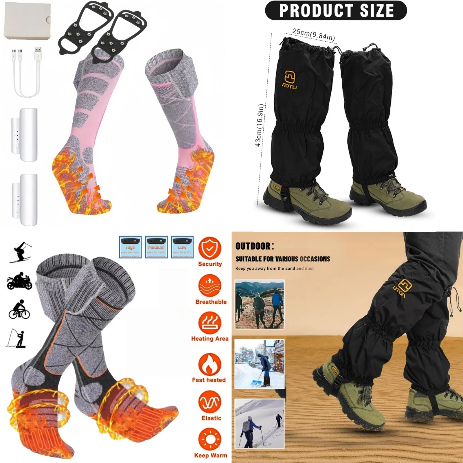 

Winter Warmth Set -1 pair of heating socks+220mAh battery+snow cover