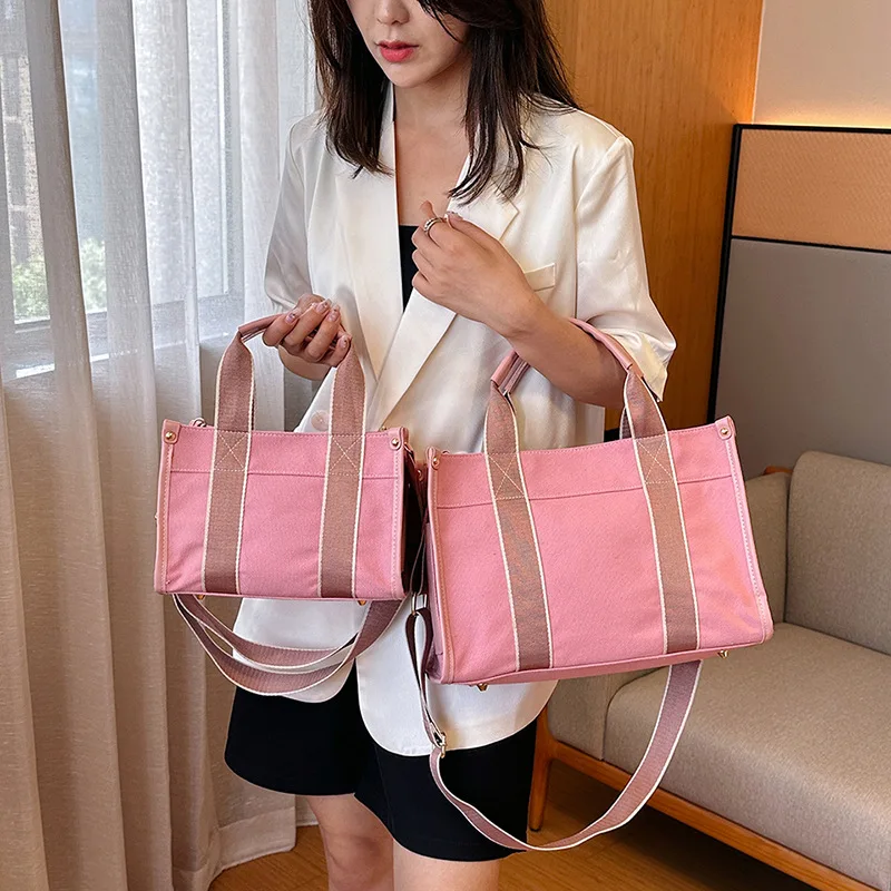 Canvas bag for women 2024 new trendy handbag, niche contrasting color commuting shoulder crossbody bag