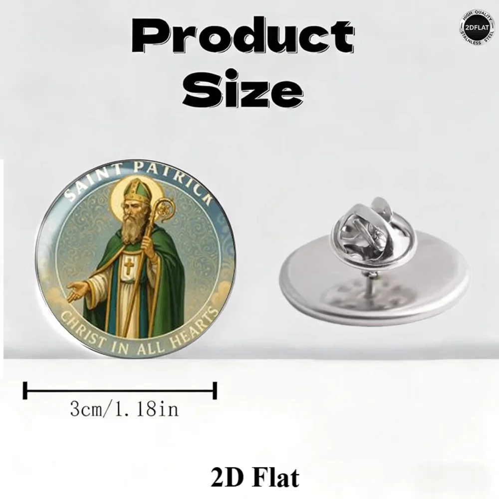 6/12/20 Pcs 2D Flat Saint Patrick Themed Brooch,Stainless Steel Lapel Pin,Irish Patron Saint Art Accessory,Holiday Souvenir Gift