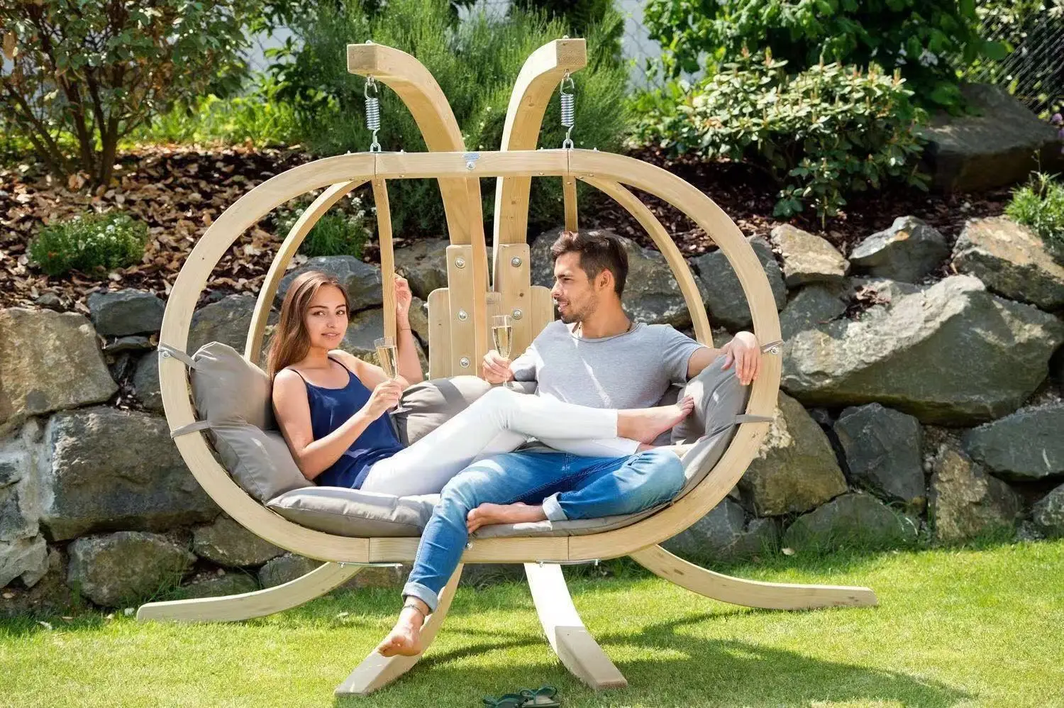 -New 24-hour Double Birdcage With Built-in Seat Cushion And Hanging Chair For Outdoor Camping And Indoor Leisure