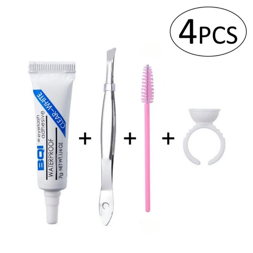 Eyelash Glue Ring Cup Micro Brush Set Waterproof Lasting Strong False Eye Lash Glue Adhesive Professional Makeup Beauty Tools