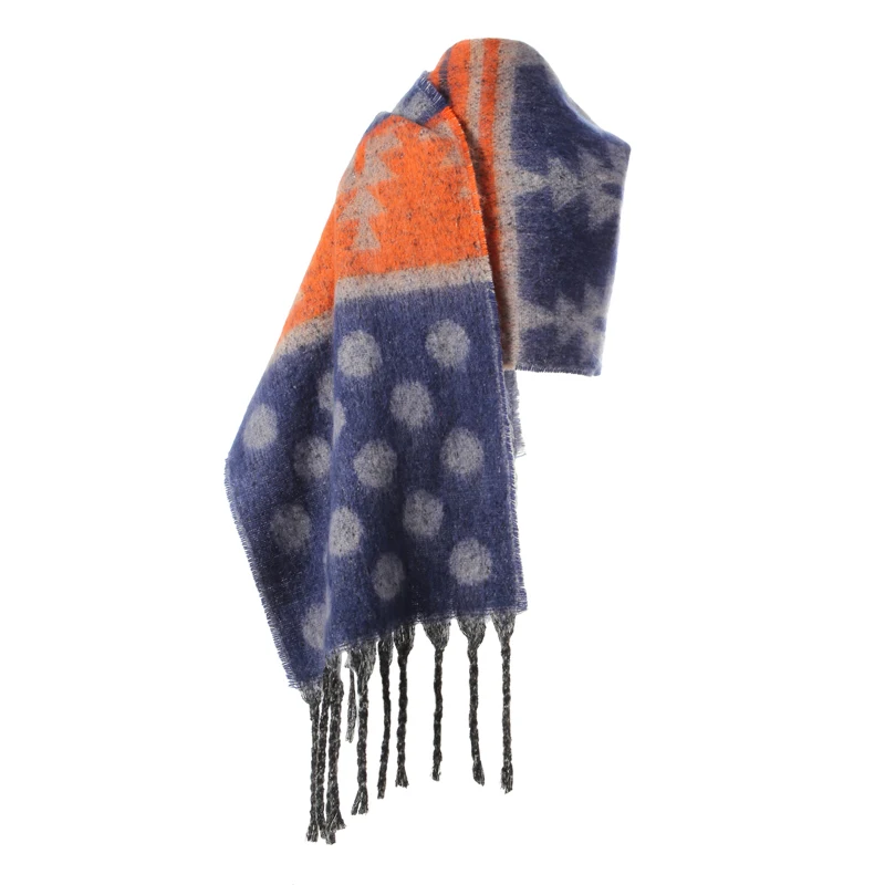 

Winter Long Soft Warm Tartan Check Scarves Wraps for women Scarf Dots Print Tassel Shawl Long Stole