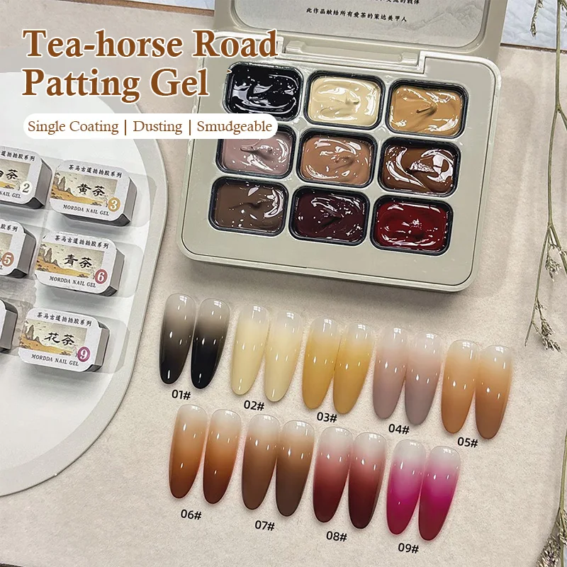 مسمار الفن الغراء 9-شبكة اللون اللوحة الغراء عالية التشبع سميكة التدرج طلاء الأظافر الغراء لصالون الأظافر أدوات مانيكير