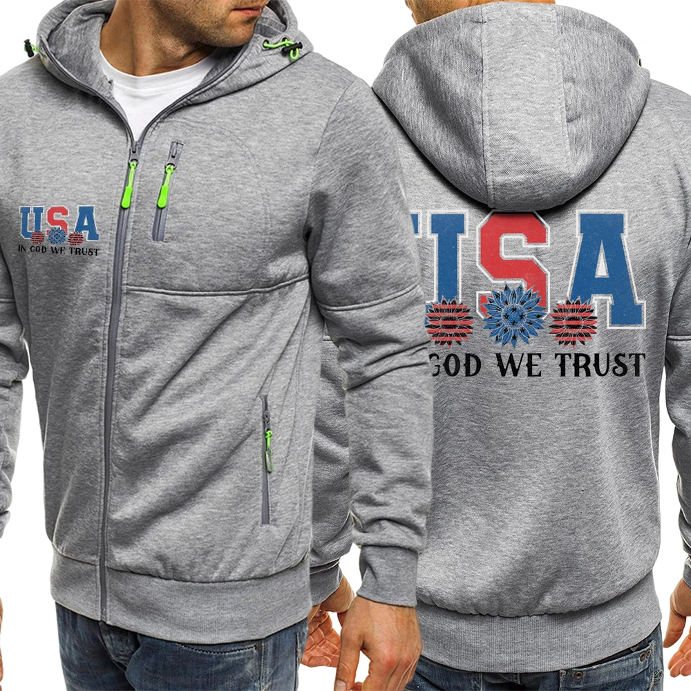 

Мужская толстовка на молнии с принтом США In God Westrust, свободные карманы с длинными рукавами, модные флисовые толстовки, винтажная осенняя одежда унисекс