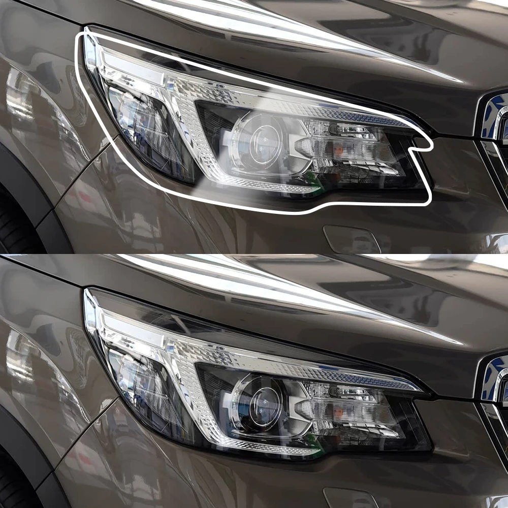 For Subaru Forester SJ SK 2016-2026 Smoke Black High-Gloss Pre-Cut TPU Headlight Protective Film PPF Anti-Scratch Vinyl Film