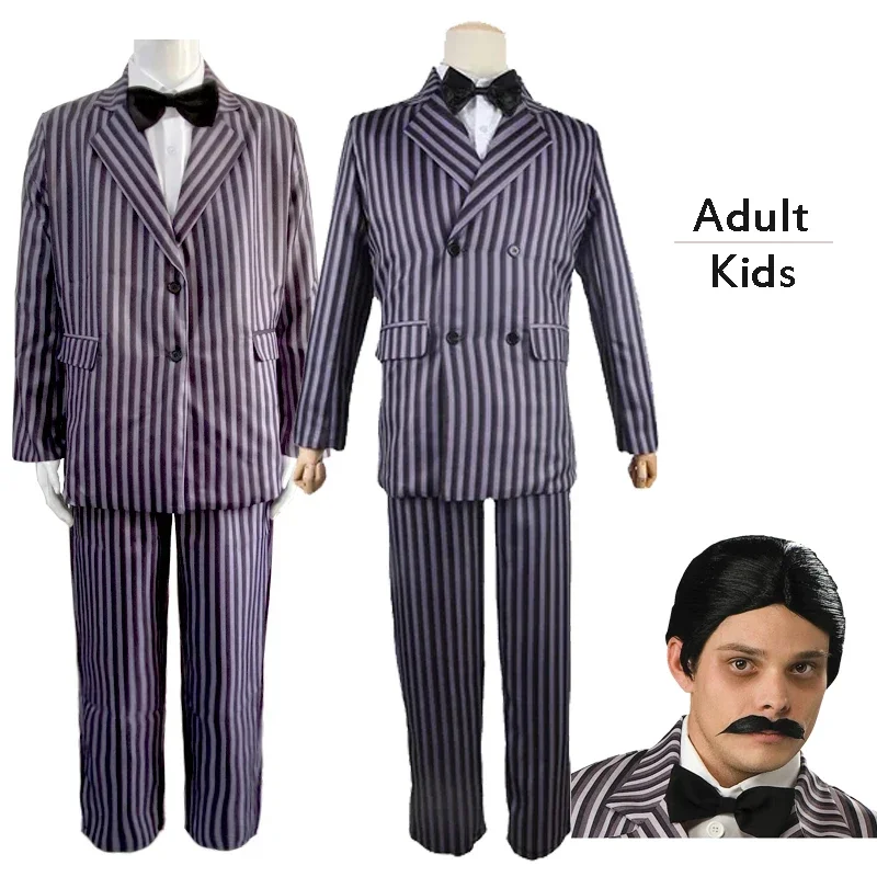 EE01 Anime American Broadway Musical La Famiglia Adams Gomez AdamsCosplay Costume Parrucca Costumi Cosplay E Oggetti di Scena Halloween Ad & 0Ww