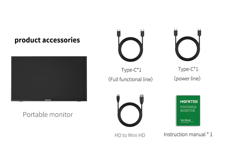HGFRTEE Tragbarer Monitor 21,5 Zoll 100 Hz FHD Tragbarer Gaming-Monitor mit VESA-Loch USB C Mini HDMI Sekundenbildschirm für Unternehmen – Detail 11