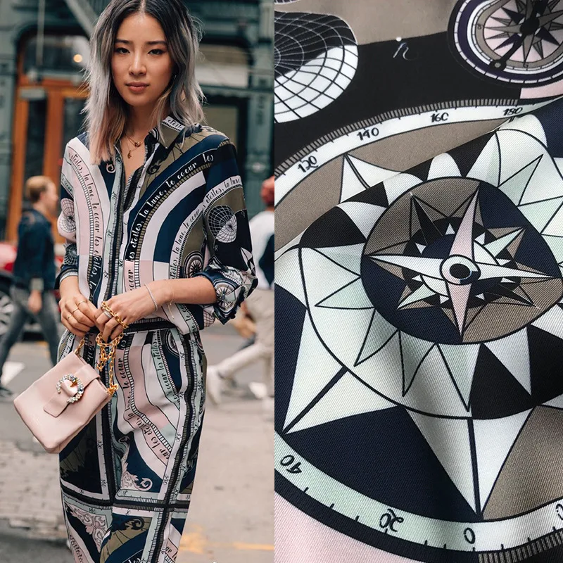 

Starry Sky Compass Printing Fabric Brand Printing Twill Fabric Meter Shirt Dress Handmade DIY Fabric Wholesale Cloth