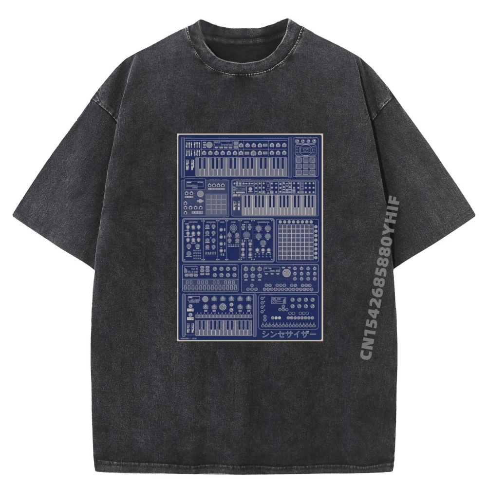 

Music Producer and Synthesizer Musician Graphic T Shirts Men Cotton Men's Washed T-Shirts Group Printed Tops
