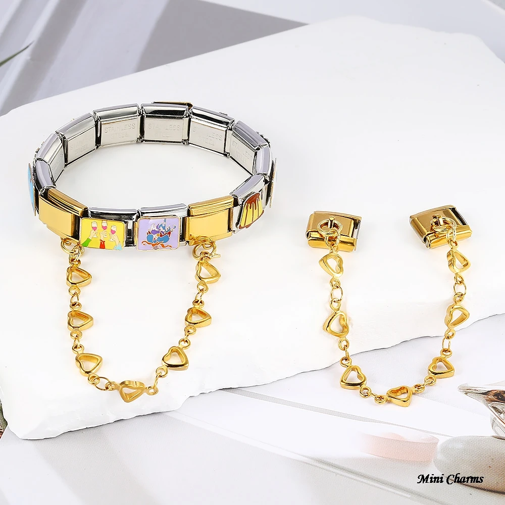 Damen Edelstahl 16 Stile Hängende Herz-Ketten-Anhänger Passend für 9mm Armband Edelstahl DIY Schmuckherstellung Italienischer Schmuck – Detail 7