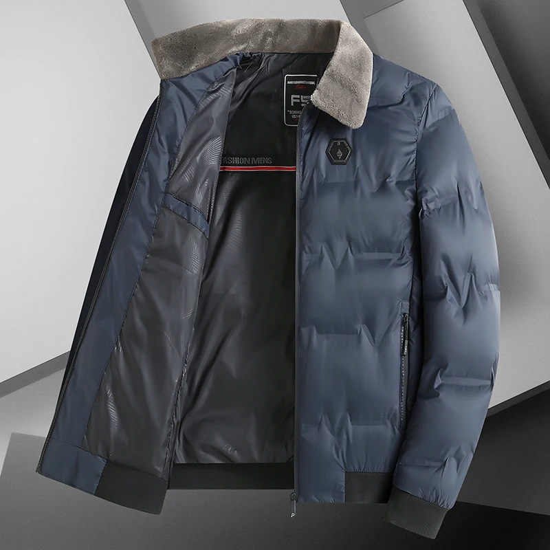 

Новинка 2026, зимние парки, мужская утепленная повседневная верхняя одежда, облегающая верхняя одежда с меховым воротником, водонепроницаемая теплая верхняя одежда с воротником-стойкой, пальто