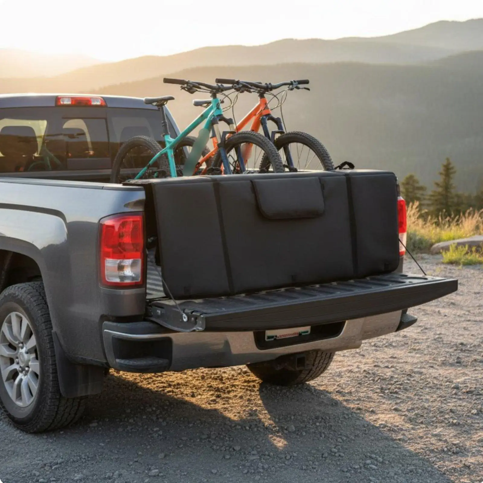 All Weather Truck Tailgate Pad with Thick Pads Oxford Cloth Carrier Secure Bike Holder Rack for Pickup Outdoor Bicycle Trips