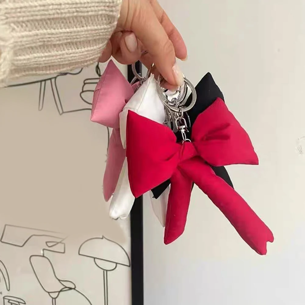 Sweet Butterfly Keychain Phone Charm Strap Keychain Bowknot Backpack Pendant Cotton Bow Bag Pendants Handbag Decoration Chains