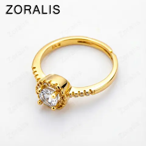 18K Gold Adjustable Shiny Circular Zircon Ring For Women Fashion Party Birthday Engagement Wedding Charm Jewelry Gift