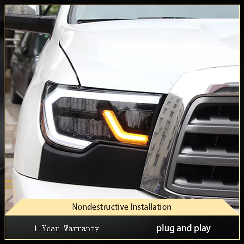 Автомобильные фары для Tundra Sequoia 2007-2013, обновленный светодиодный модифицированный динамический DRL объектив проектора, аксессуары для фар