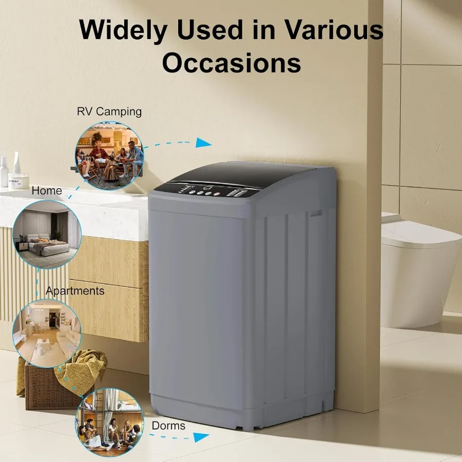 21lbs FullAutomatic Washing Machine with 2.5 Cu Ft Capacity Portable Washer Featuring Drain Pump 10 Wash Programs and 8 Water L