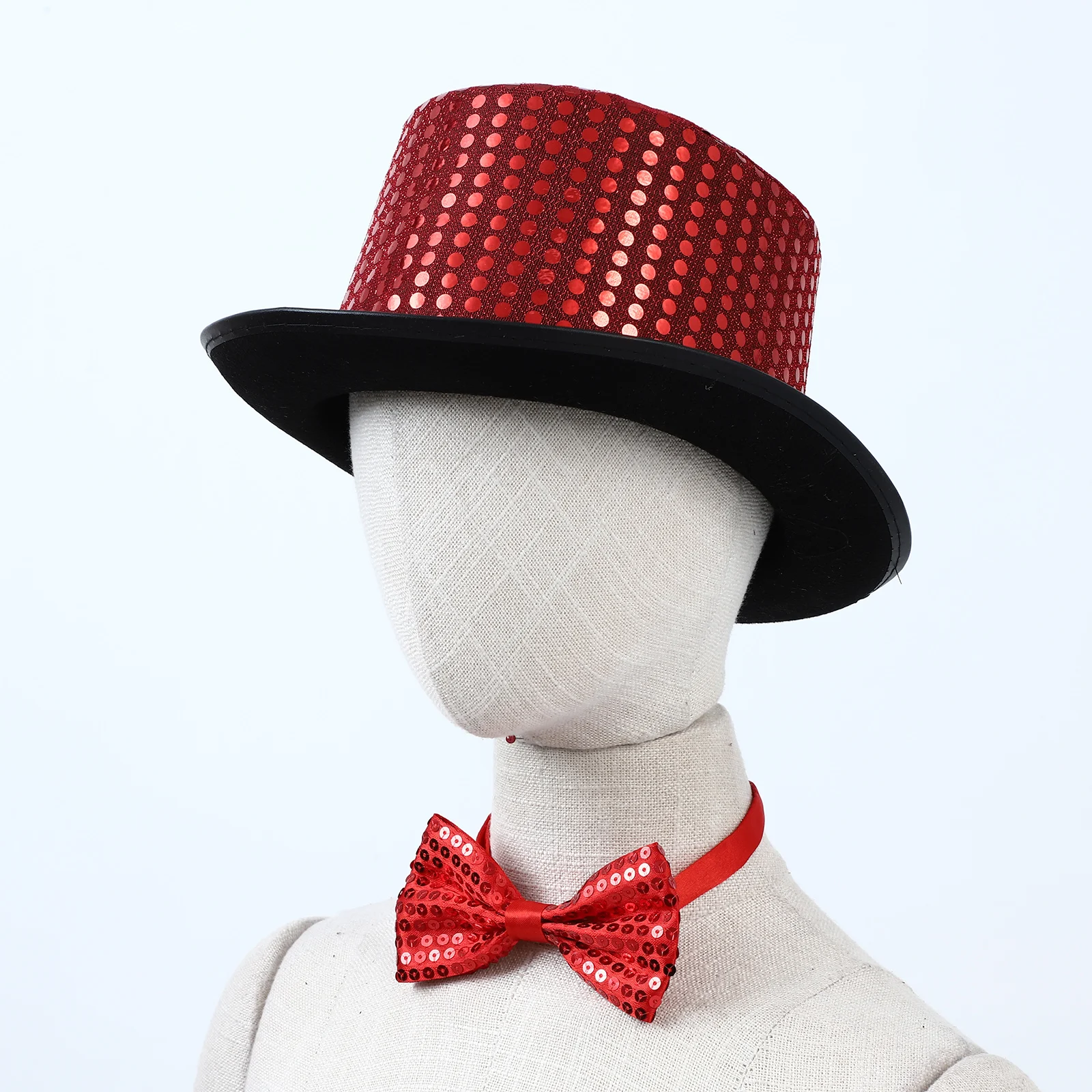 Conjunto de 3 peças para festivais e festas, com chapéu de palhaço, gravata borboleta e varinha destacável para performance de palco.