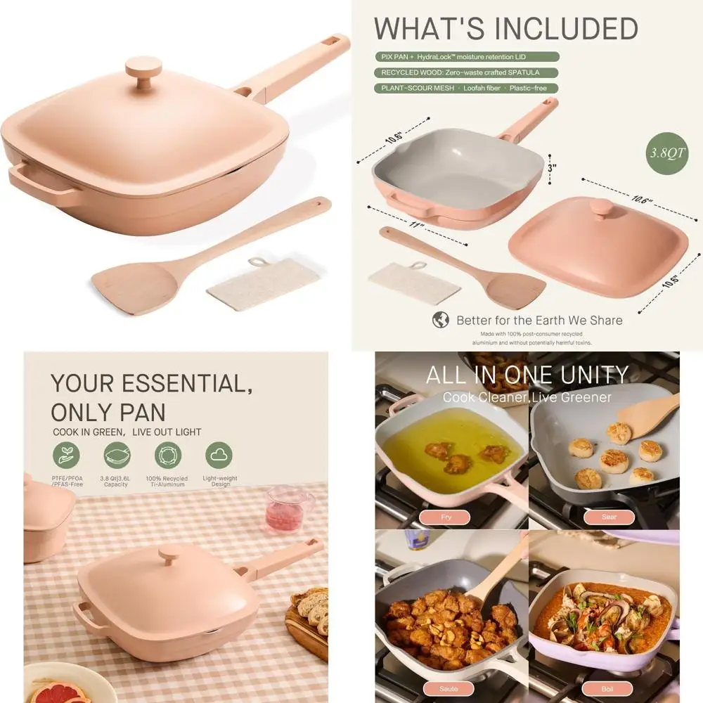 

Керамическая сковорода 10,5 дюймов с антипригарным покрытием и крышкой, сковорода для глубокого соте из литого алюминия емкостью 3,8 литра, нетоксичная, сковорода с деревянной ручкой