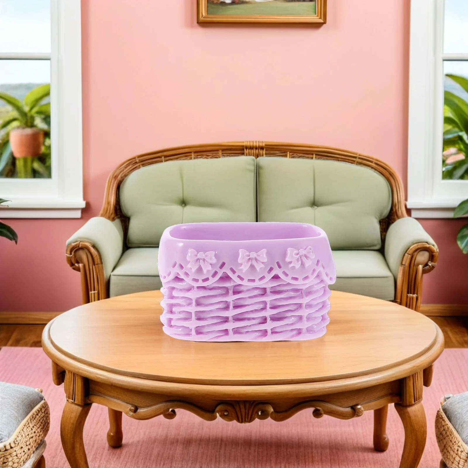 18Pcs Miniature Woven Basket Imitation Rattan Mini Bread Fruit Vegetable Storage Bin Garden Basket Decor