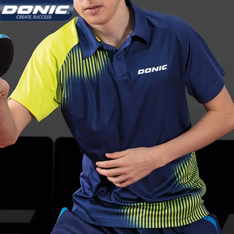 DONIC Table Tennis Men Women Breathable Short Sleeve Ping Pong T-shirt Quick Dry Sports Shirt