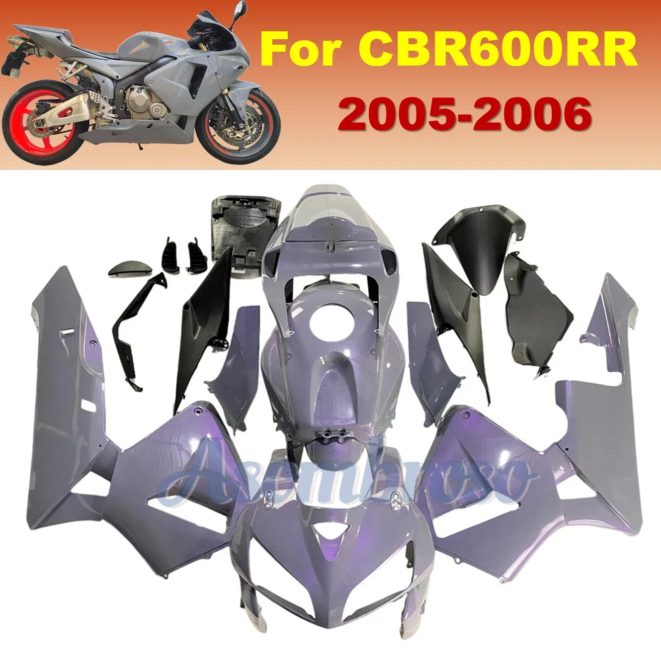 Kit de carenado ABS para Honda 2005 2006 CBR600RR juego de carenado CBR 600 RR cubierta de paneles de repuesto |   Camaleón Gris Dazz Púrpura Perla