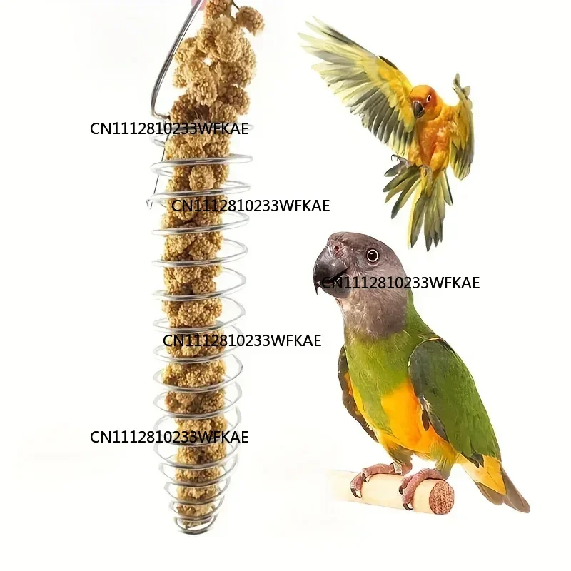 2pcsStainless Steel Parrot Forager Feeder Durable Outdoor Bird Feeding Device Spiral Design Natural Fruit Basket for Small Pets