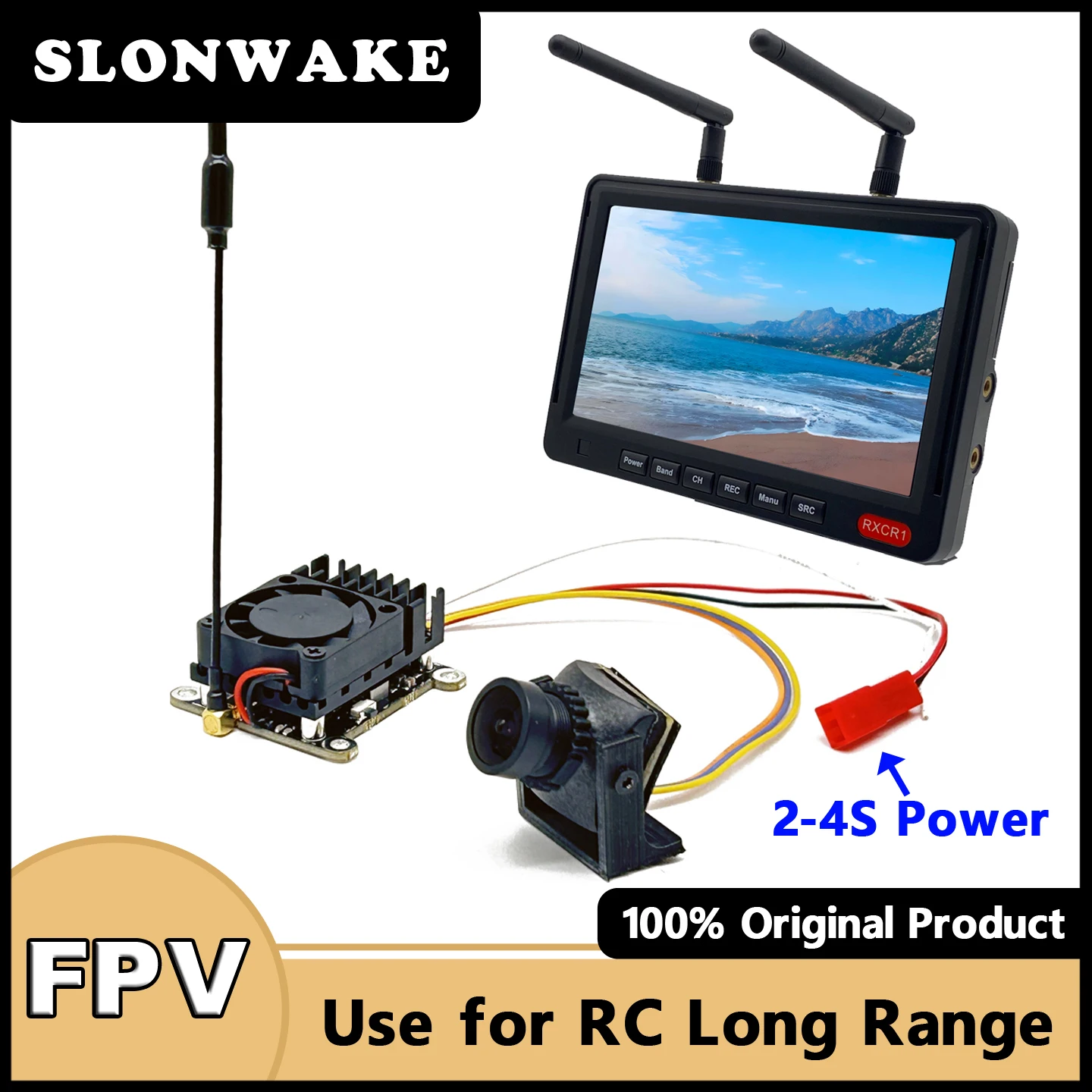 

5,8G 56CH 7-дюймовый монитор HD IPS 1024*600 с видеопередатчиком FPV 5,8G 2000 мВт и прямой камерой cmos 1200TVL для радиоуправляемого дрона