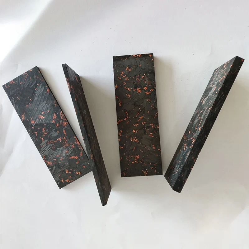 2pcs/lot 7 Sizes Marbling Red Copper Carbon Fiber Resin Filling Material Knife Handle Scales DIY Making Board Plate Patch