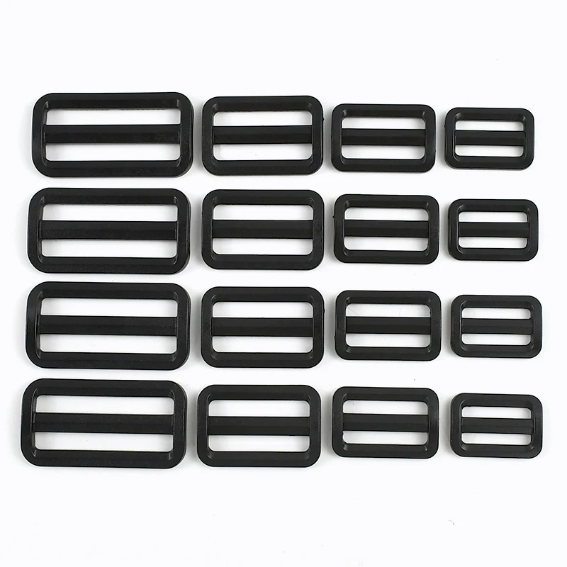 

Meetee 10-100Pcs Black Plastic Buckles for Dog Collar Repair Accessories 20-50mm Bag Webbing Strap Adjust Tri Glide Sliders Hook