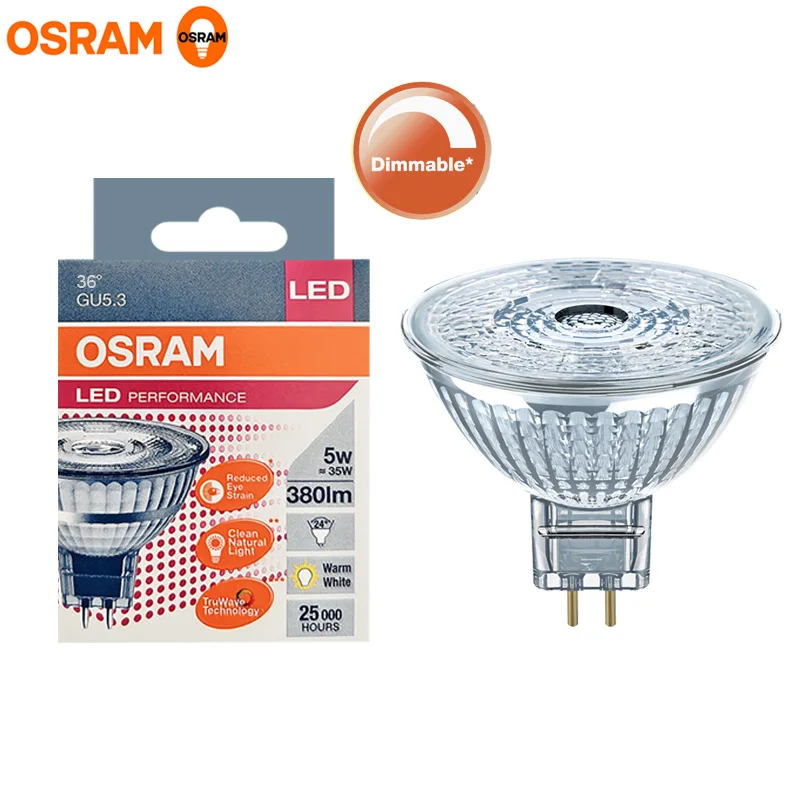 For OSRAM LED PERFORMANCE MR16 35 36° 5W 12V GU5.3 Dimmable 927 2700K Warm White Low-Voltage Spotlight Wall Light Room Bulb