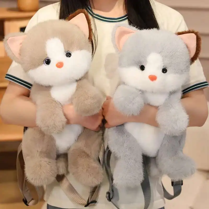 동물 플러시 배낭 귀여운 플러시 인형 여성 Kawaii 모피 소프트 숄더 백 캠핑 여행 파티 여성 생일 선물